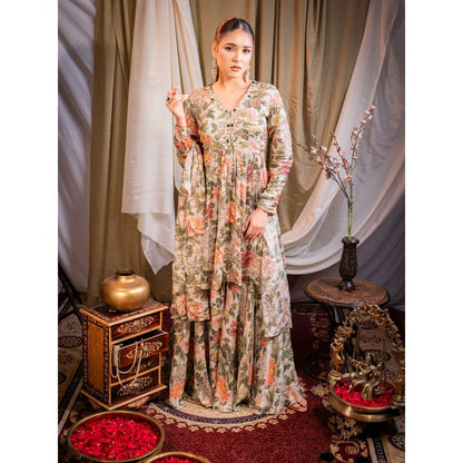 Sainy Garg Couture Ivory Seraphina Sharara with Kurta and Dupatta (Set of 3)