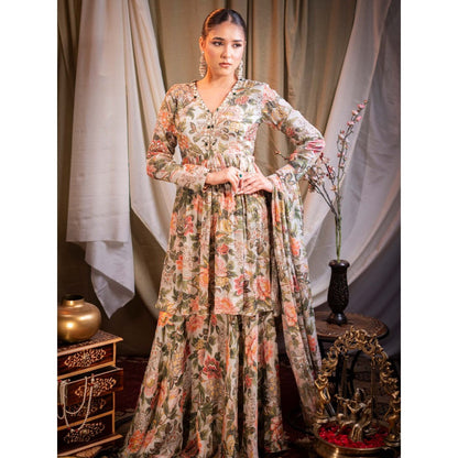 Sainy Garg Couture Ivory Seraphina Sharara with Kurta and Dupatta (Set of 3)