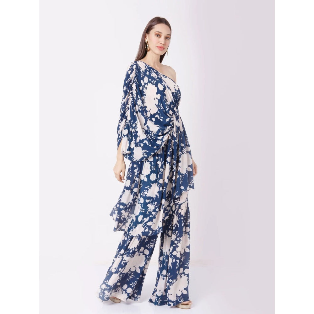 Sakshi Girri Navy Blue One Shoulder Co-Ord (Set of 2)