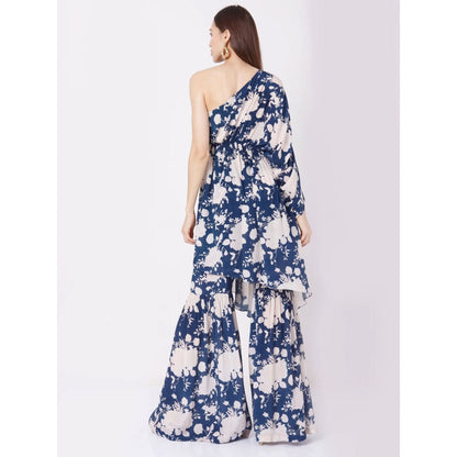 Sakshi Girri Navy Blue One Shoulder Co-Ord (Set of 2)