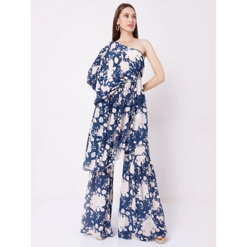 Sakshi Girri Navy Blue One Shoulder Co-Ord (Set of 2)