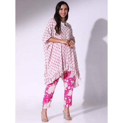 Sakshi Girri Fuchsia Pink Kaftan with Pant (Set of 2)