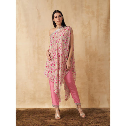 Sakshi Girri Pink One Shoulder Tunic with Pant (Set of 2)