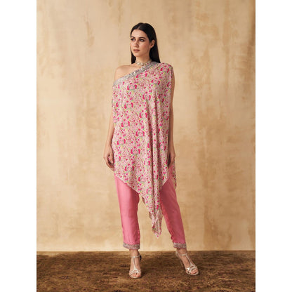 Sakshi Girri Pink One Shoulder Tunic with Pant (Set of 2)