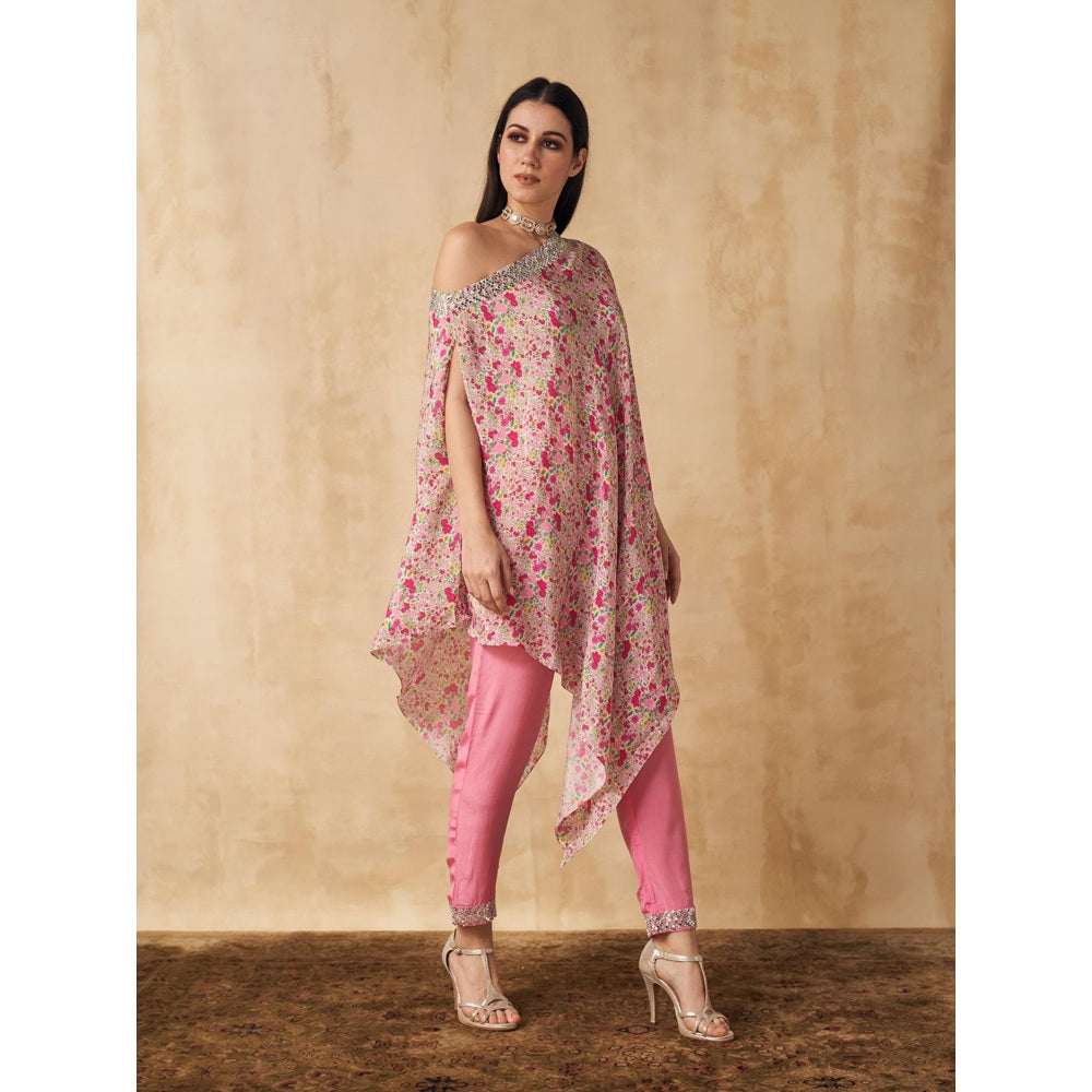Sakshi Girri Pink One Shoulder Tunic with Pant (Set of 2)