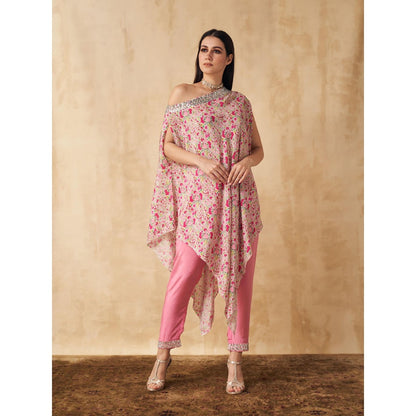 Sakshi Girri Pink One Shoulder Tunic with Pant (Set of 2)