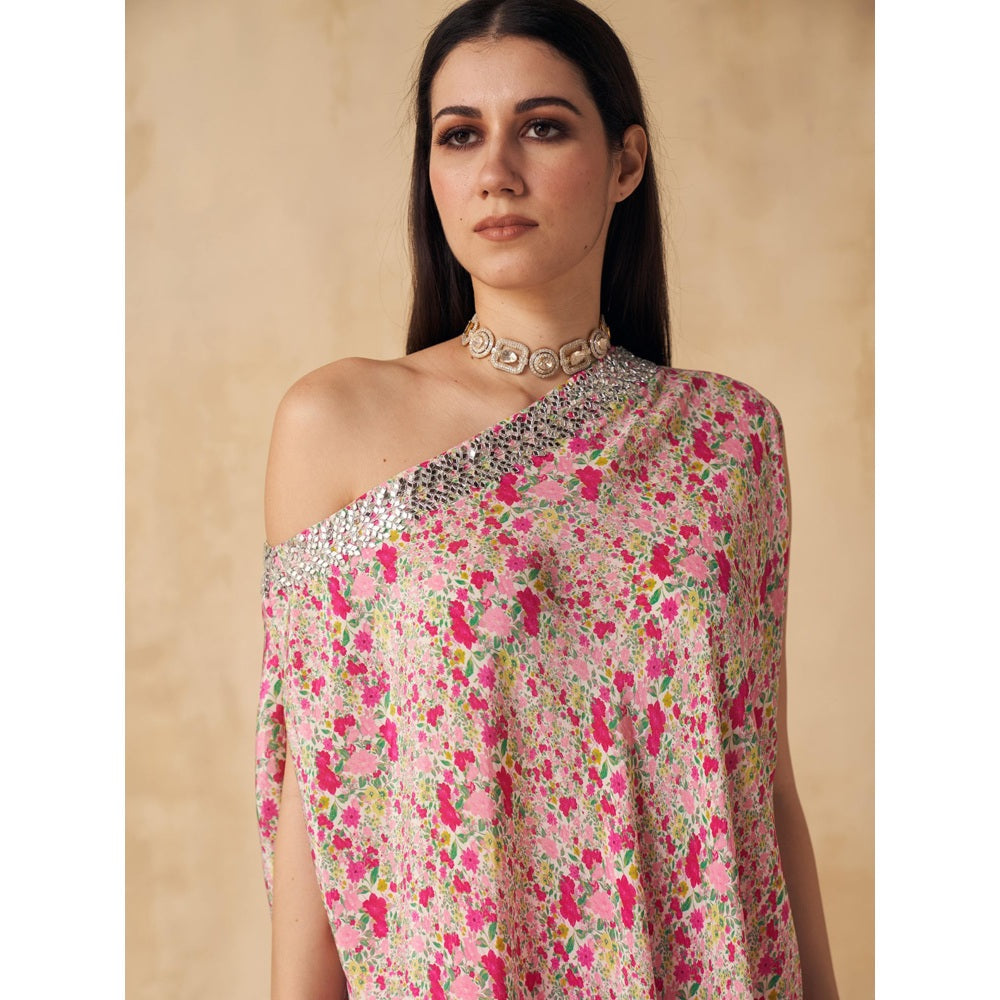 Sakshi Girri Pink One Shoulder Tunic with Pant (Set of 2)