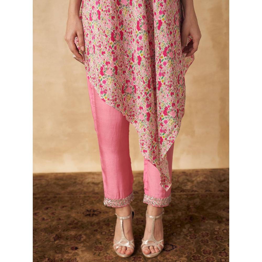Sakshi Girri Pink One Shoulder Tunic with Pant (Set of 2)