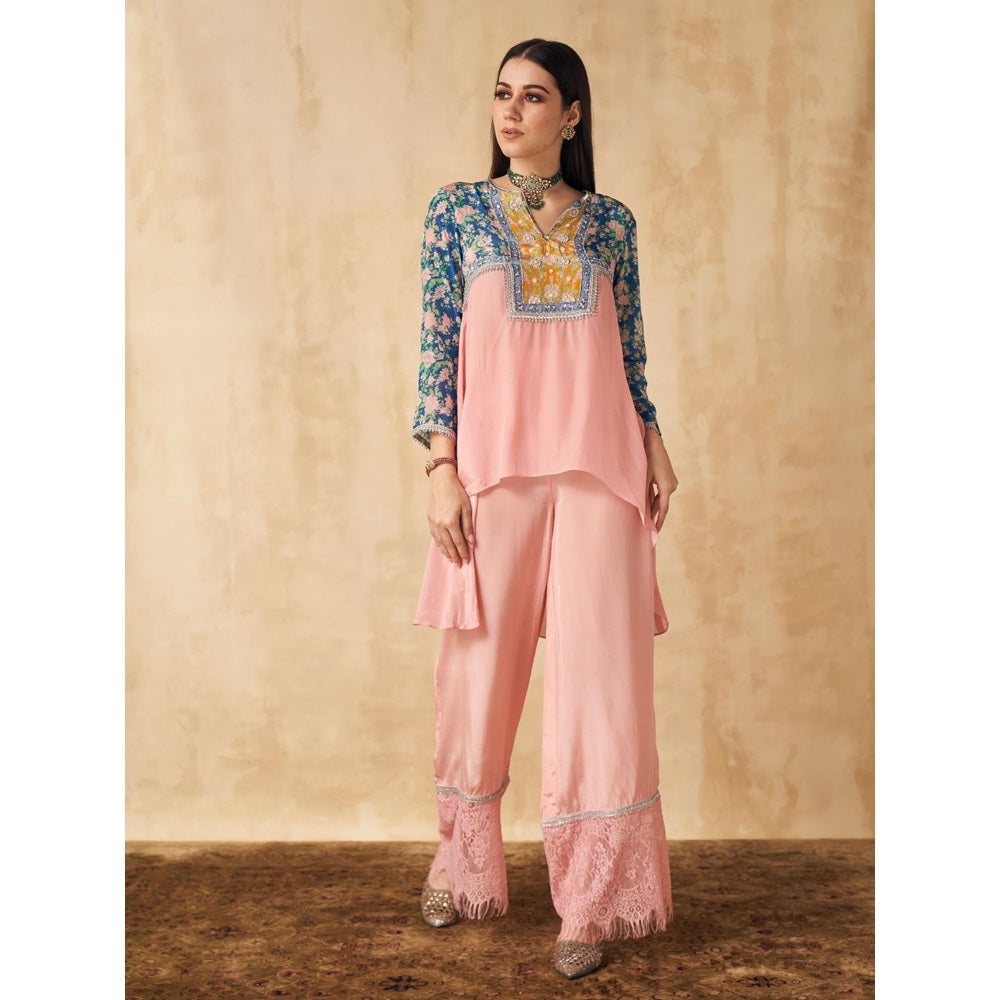 Sakshi Girri Peach Floral Tunic with Pant (Set of 2)