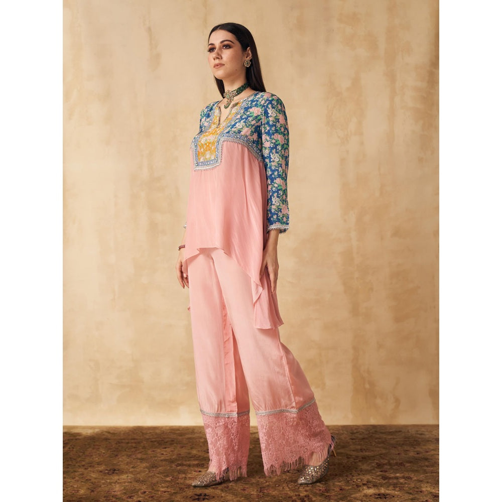 Sakshi Girri Peach Floral Tunic with Pant (Set of 2)