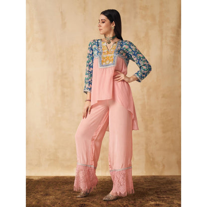 Sakshi Girri Peach Floral Tunic with Pant (Set of 2)