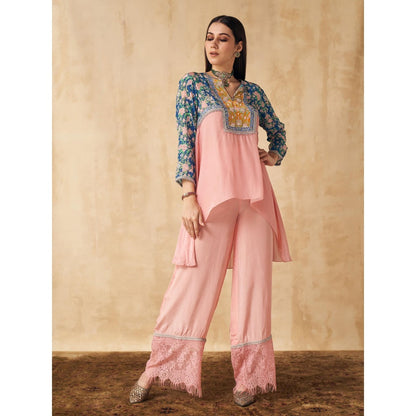 Sakshi Girri Peach Floral Tunic with Pant (Set of 2)