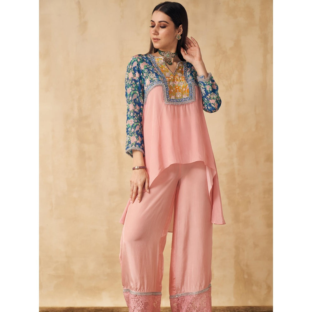 Sakshi Girri Peach Floral Tunic with Pant (Set of 2)