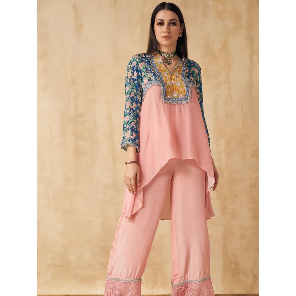 Sakshi Girri Peach Floral Tunic with Pant (Set of 2)