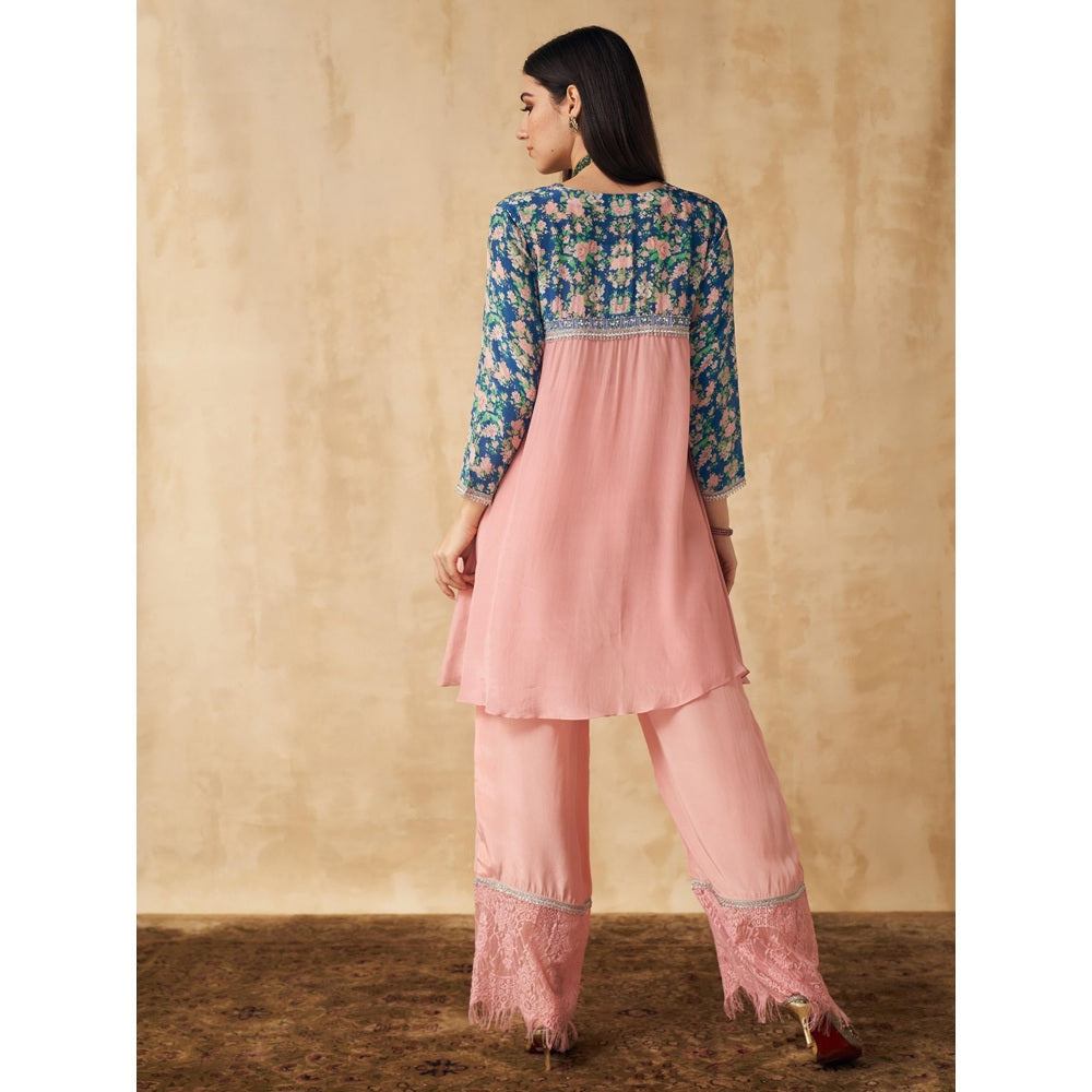 Sakshi Girri Peach Floral Tunic with Pant (Set of 2)