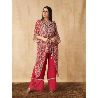 Sakshi Girri Red Tie-Up Tunic with Pant (Set of 2)