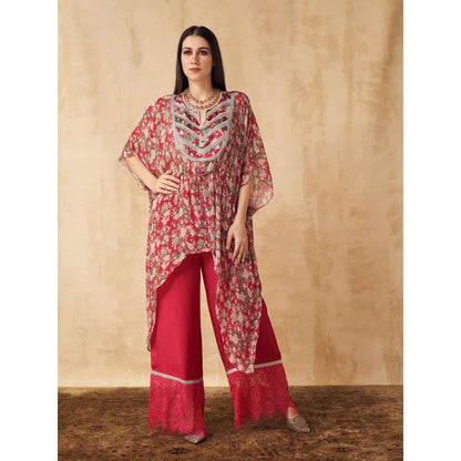 Sakshi Girri Red Tie-Up Tunic with Pant (Set of 2)