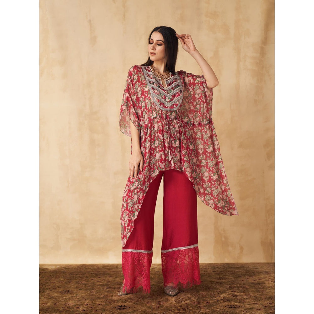 Sakshi Girri Red Tie-Up Tunic with Pant (Set of 2)