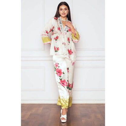 Sakshi Girri Off White Poppy Floral Printed Co-Ord (Set of 2)