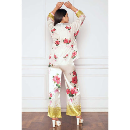 Sakshi Girri Off White Poppy Floral Printed Co-Ord (Set of 2)