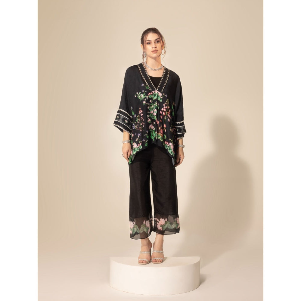 Sakshi Girri Black Botanical Printed Co-Ord (Set of 3)