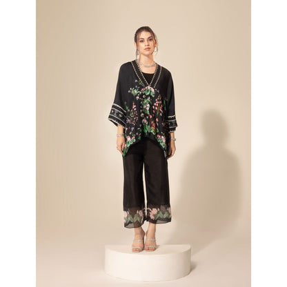Sakshi Girri Black Botanical Printed Co-Ord (Set of 3)