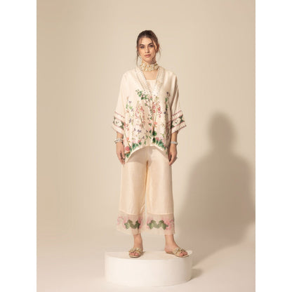 Sakshi Girri Cream Botanical Printed Co-Ord (Set of 3)