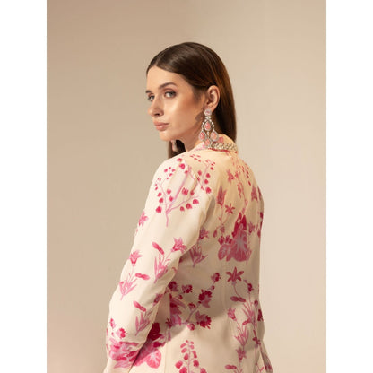 Sakshi Girri Pink Botanical Printed Blazer with Sharara (Set of 2)