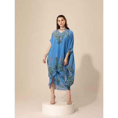 Sakshi Girri Light Blue Asymmetric Kaftan with Skirt (Set of 2)
