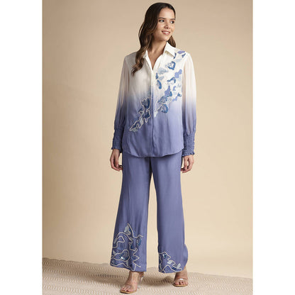 SAKSHI KHETTERPAL Very Peri Purple Ombre Embroidered Co-Ord (Set of 2)