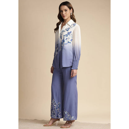 SAKSHI KHETTERPAL Very Peri Purple Ombre Embroidered Co-Ord (Set of 2)