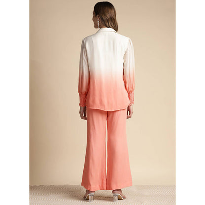 SAKSHI KHETTERPAL Peach Ombre Embroidered Co-Ord (Set of 2)