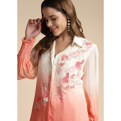 SAKSHI KHETTERPAL Peach Ombre Embroidered Co-Ord (Set of 2)