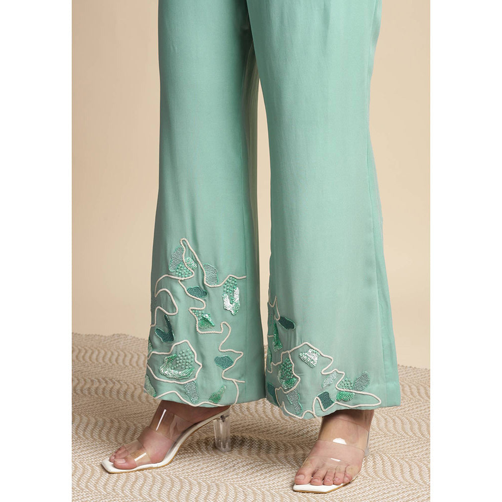 SAKSHI KHETTERPAL Mint Green Ombre Embroidered Co-Ord (Set of 2)