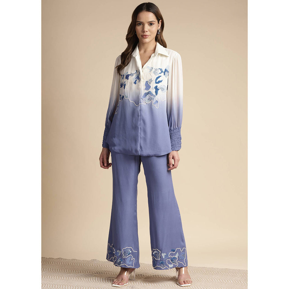 SAKSHI KHETTERPAL Very Peri Purple Ombre Embroidered Co-Ord (Set of 2)