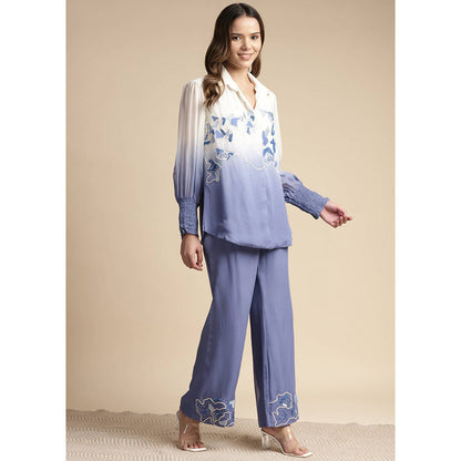 SAKSHI KHETTERPAL Very Peri Purple Ombre Embroidered Co-Ord (Set of 2)