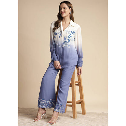 SAKSHI KHETTERPAL Very Peri Purple Ombre Embroidered Co-Ord (Set of 2)