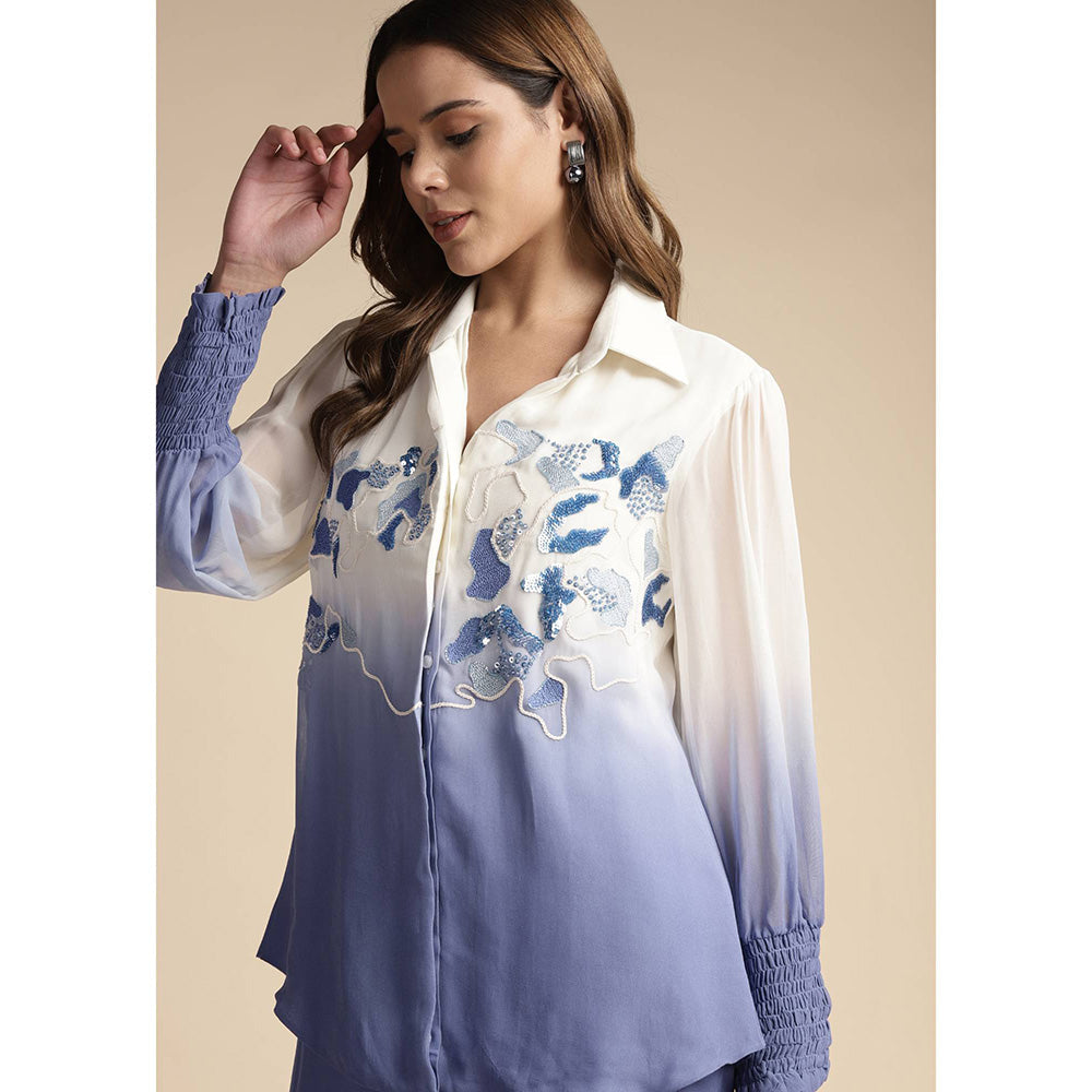 SAKSHI KHETTERPAL Very Peri Purple Ombre Embroidered Co-Ord (Set of 2)