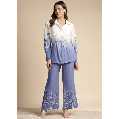 SAKSHI KHETTERPAL Very Peri Purple Ombre Elasticated Co-Ord (Set of 2)