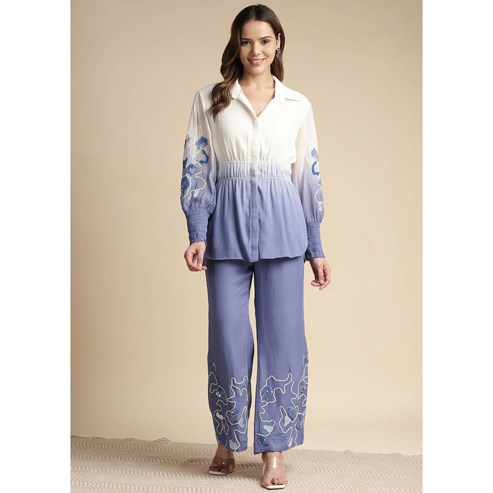 SAKSHI KHETTERPAL Very Peri Purple Ombre Elasticated Co-Ord (Set of 2)