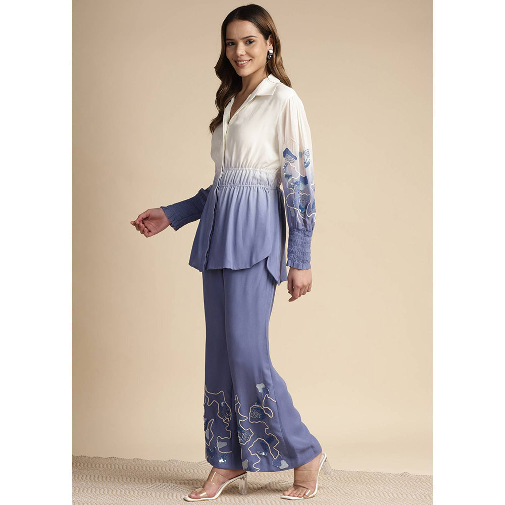 SAKSHI KHETTERPAL Very Peri Purple Ombre Elasticated Co-Ord (Set of 2)