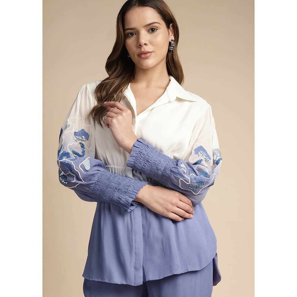 SAKSHI KHETTERPAL Very Peri Purple Ombre Elasticated Co-Ord (Set of 2)