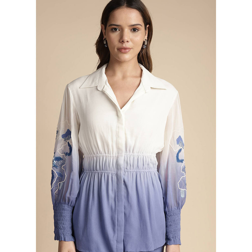 SAKSHI KHETTERPAL Very Peri Purple Ombre Elasticated Co-Ord (Set of 2)