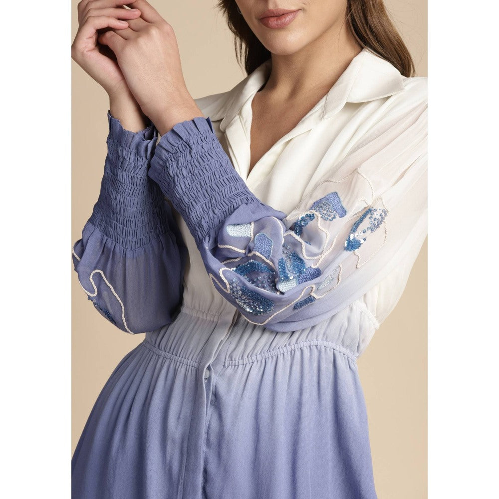 SAKSHI KHETTERPAL Very Peri Purple Ombre Elasticated Co-Ord (Set of 2)