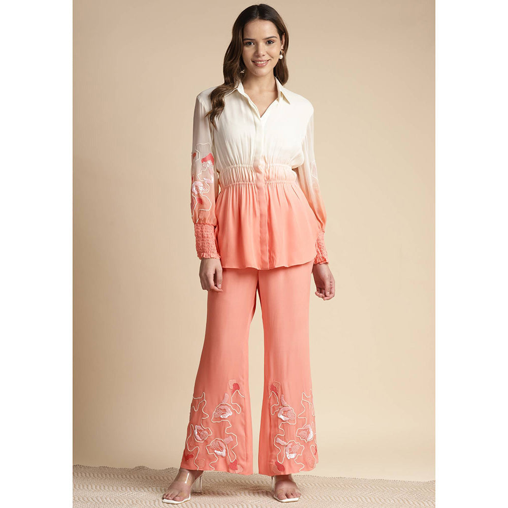 SAKSHI KHETTERPAL Peach Ombre Elasticated Co-Ord (Set of 2)