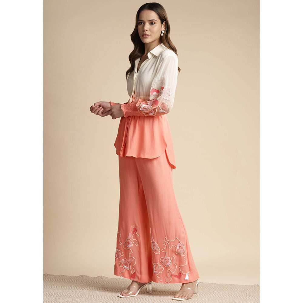 SAKSHI KHETTERPAL Peach Ombre Elasticated Co-Ord (Set of 2)