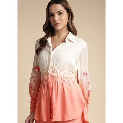 SAKSHI KHETTERPAL Peach Ombre Elasticated Co-Ord (Set of 2)