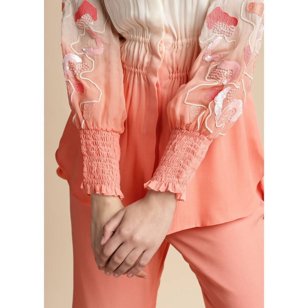 SAKSHI KHETTERPAL Peach Ombre Elasticated Co-Ord (Set of 2)