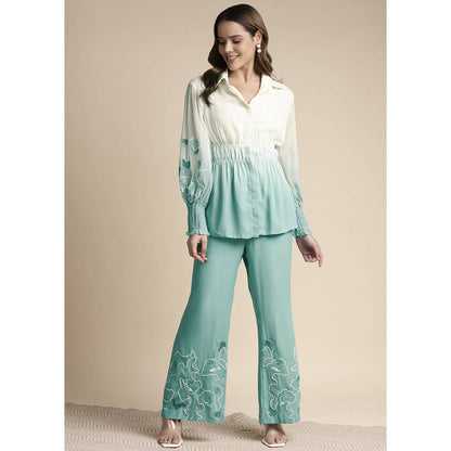 SAKSHI KHETTERPAL Mint Green Ombre Elasticated Co-Ord (Set of 2)