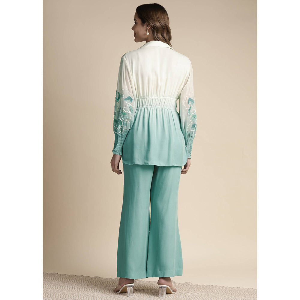 SAKSHI KHETTERPAL Mint Green Ombre Elasticated Co-Ord (Set of 2)